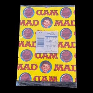 Vintage Celebrations By Gibson Gift Wrap "MAD" New Old Stock 20x30" Sheet